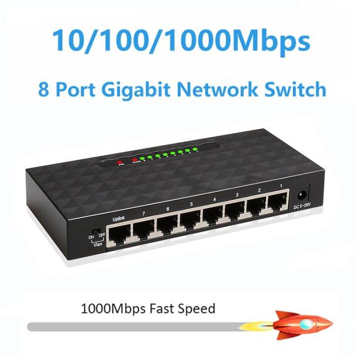 8 Port Gigabit Network Switch 1000Mbps RJ45 LAN Desktop Fast
