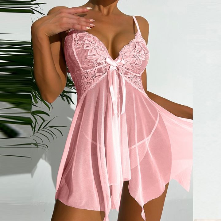 cw-crotchless-set-transparent-irregular-dress-thong-2pcs-ultra-thin-nightgown