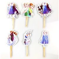 【CW】✷♂◑  24pcs/lot Baby Shower Kids Favors Birthday Frozen Theme Toppers Decorate With Sticks