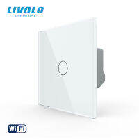 ใหม่ Livolo WiFi สมาร์ทสวิทช์ผนังสัมผัส,แผงกระจกสวิตช์ไฟที่มีเสาเดียวเป็นกลางไร้สาย,1แก๊ง VL-C701NY-11