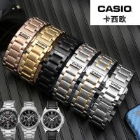 Casio นาฬิกาสายเข็มขัดผู้ชายและผู้หญิงหัวเข็มขัดผีเสื้อเดิม BEM501 506 507 โซ่นาฬิกาสแตนเลสเข็มขัด