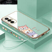 AnDyH Casing Case For Infinix Note 12 G96 Tecno Pova 3 Case Fashion Cute Cartoon Dogs Luxury Chrome Plated Soft TPU Square Phone Case Full Cover Camera Protection Anti Gores Rubber Cases For Girls