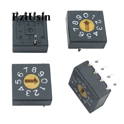 ► 0-9 10 Rotary Coding Knob Switch DIP 5pins 8421C 0mm Shank 4:1 PCB Switching 5p Black