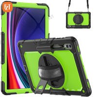 【พร้อมฟิล์มหน้าจอ】Fzt Casing Tablet สำหรับซัมซุงกาแล็กซีแท็บ S9อัลตร้า14.6 "(2023)/SM-X910เคสซิลิโคน TPU และ PC แบบนิ่มมีขาตั้งในตัว + Tali Bahu + สายรัดข้อมือ