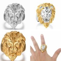 Men 39;s Fashion Ring Domineering Lion Animal Ring Rock Hip Hop Jewelry Gold Color Ring Jewelry Gift