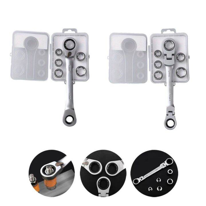 Toolstar 6 In 1 Double Head Ratchet Combination Spanner Set Reversible