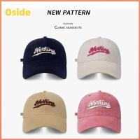 OSIDE คละสี หมวกแก๊ปเบสบอล ฮิปฮอป ปักอักษร หมวกผู้หญิงผู้ชาย ที่มีคุณภาพสูง ฤดูใบไม้ผลิฤดูร้อนโค้ง กิจกรรมกลางแจ้งกลางแจ้ง