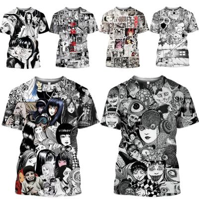 Mamba Top 3D Print Thriller Cartoonist Junji Ito T Shirt Men Tshirt Horror Girl Human Head Balloon Halloween Women Home Clothing