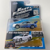 Jada 1:55 Fast And Furious GT-R Nissan Skyline R34การสะสมหุ่นอัลลอยจำลองการหล่อแบบหล่อขึ้นรูปรถของเล่น