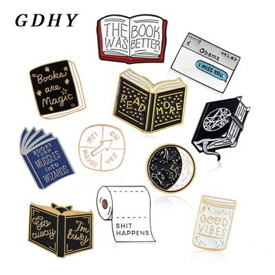 【CW】 GDHY Book Enamel Pin Brooches ball Roll of paper Reading Badges Literary Lapel pins Jewelry Brosche