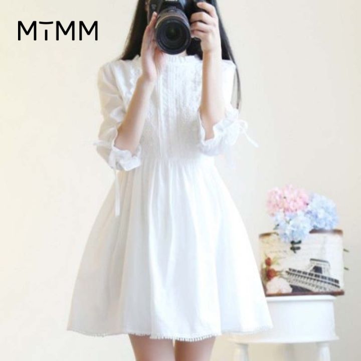 mtmm-mtm021-สาวหวานชุดเดรสลูกไม้ญี่ปุ่นกระโปรงสีขาวน่ารักสไตล์เกาหลี-ชุดเดรสสีขาว-เดรสขาว-เดรสกระโปรง-เดรสผู้หญิง