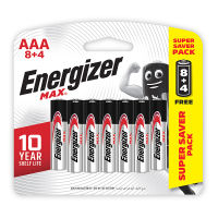 ถ่านอัลคาไลน์แม๊กซ์ แพ็ค 8+4    Energizer E92-AAA BP8+4