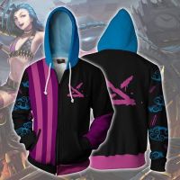 ❧℡☊ Anime Arcane Jacket Jinx Hooded Long Sleeve Unisex Tops Casual Loose Coat 3D Printed Zipper Cardigan Sports Plus Size po