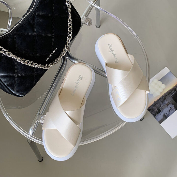 kkj-mall-รองเท้าผู้หญิง-รองเท้าหัวโต-รองเท้า-รองเท้าแตะผู้หญิง-รองเท้าเพิ่มความสูง-คุณภาพสูง-ธรรมดา-ลากครึ่ง