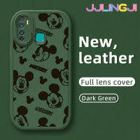 Jlingji เคสสำหรับ Infinix Hot 9 Pro X655C Hot 9 Play เคส X680กระแสแฟชั่นลายมิกกี้เมาส์ใหม่โทรศัพท์ดีไซน์ด้านข้างดีไซน์ใหม่หนัง Lensa Kontak กล้องบางป้องกันเคสกันกระแทก