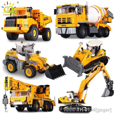 ♟□✗ HUIQIBAO-Blocos de construção caminhões para crianças veículo engenharia escavadeira guindaste tijolos do carro brinquedos meninos
