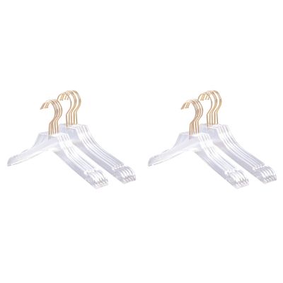 20 Pcs Clear Acrylic Clothes Hanger with Gold Hook, Transparent Shirts Dress Hanger with Notches for Lady Kids S