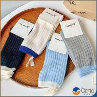 Orna ถุงเท้ากีฬา สีคลาสสิค ยืดหยุ่น ข้อยาว ผ้าฝ้าย  womens socks