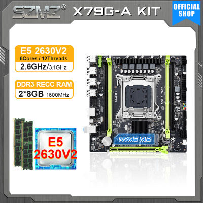 SZMZ X79G-A Office Assistant motherboard Xeon kit with E5 2630 V2 processor X79 placa mae Set LGA 2011 V1 V2 2630v2 kit xeon