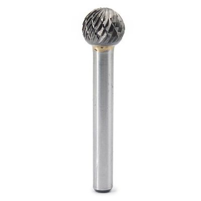 Tungsten Carbide Burr Ball Shape Double Cut Rotary Burrs File (1/2 Inch Cutter, 0.45Inch Cutter) 1/4 Inch (6.35Mm) Shank