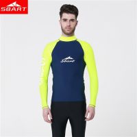 ZZOOI SBART Men Snorkeling Windsurf Rashguard Wetsuit Surf UV Protection Swim Shirt Diving Tops Long Sleeve Swimsuit for Surfing L720