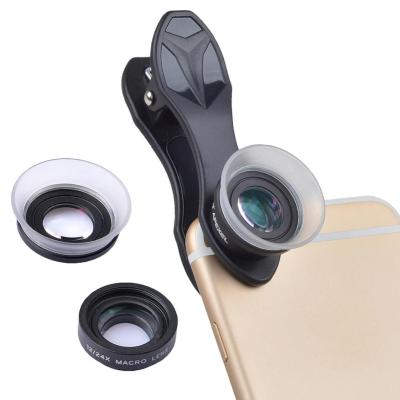 APEXEL APL-24X Professional Universal 2 in 1 Clip-on 12X+24X Macro Lens for Mobile Phone Camera Lens for Sumsung/Xiaomi/iphone