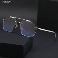 Luxury Rimless Sunglasses For Men Women Square Irregular Brand Designer Metal Frame Sun Glasses Ladies Double Beam Large Eyewear