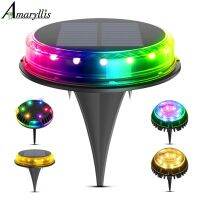 Solar Ground Lights Outdoor Waterproof LED Garden Lamp Sidewalk Disk Bright In-Ground Landscape Lighting for Lawn Patio Steps