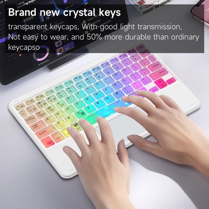 คีย์บอร์ดบลูทูธมีไฟพื้นหลัง10นิ้วสำหรับ-ipad-android-windows-แป้นพิมพ์กับทัชแพดไร้สายสวมใส่ได้แป้นพิมพ์สำหรับแท็บเล็ตคีย์บอร์ดพื้นฐาน-ljp396-teclado