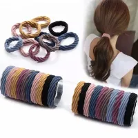 10Pcs/Lot Women Girls Elastic Hair Bands Black Colorful Seamless Fabric Rubber Bands Ponytail Holder Hair Band Accessories