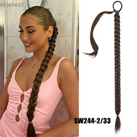 PCWFKEF จัมโบ้ pre braided TAIL 80cm Long Black BROWN Burgundy สีบลอนด์ Ombre สีห่อรอบกล่อง braids