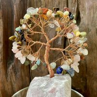 ต้นไม้บอนไซ ลวดดัด หินนำโชค หินมงคล รวมหิน Mixed gemstone wire tree