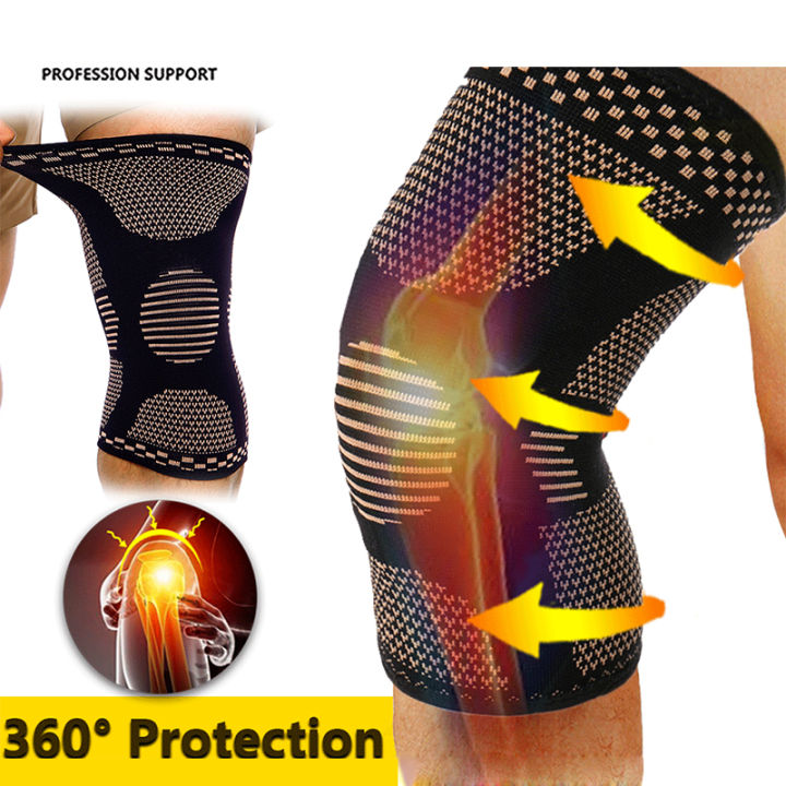 Copper Knee Support Compression Sleeve Brace Patella Arthritis Gym ...