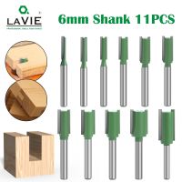 【DT】hot！ LAVIE 11pcs 6mm Shank Flute Straight Bit Milling Cutter for Wood Tungsten Carbide Router Woodwork MC06020T11