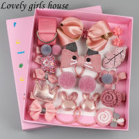 【♡Lovely girls house♡】ชุดกิ๊บติดผม18ชิ้น/เซ็ต,อุปกรณ์แต่งผมน่ารักสำหรับเด็กผู้หญิงอุปกรณ์แต่งผมโบว์ดอกไม้ยางรัดผมรูปสัตว์การ์ตูน