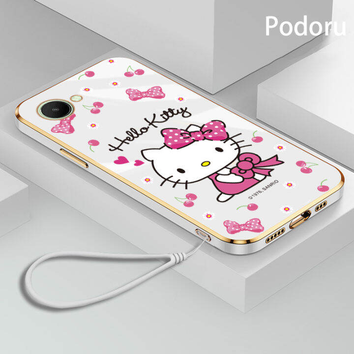 เคส-oppo-realme-c30-narzo-50i-prime-เรียบง่ายสุดหรูชุบทองเคสโทรศัพท์-hello-kitty-tpu-แบบนิ่ม