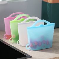 ◙✸ Silicone Food Bag Frosted PEVA Silicone Food Fresh-keeping Bag Reusable Freezer Bag Zipper Leakproof Top Fruits Bag Kitchen Tool