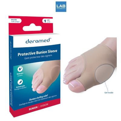Deramed Footcare Protective Bunion Sleeve 1pcs/box เดอราเมด อุปกรณ์ผ้ายืดสวมเท้าแบบมีเจลสำหรับนิ้วหัวแม่เท้าเอียง 1ชิ้น/กล่อง
