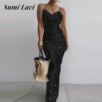 【CW】♧๑℗  Fashion Temperament Womens Sling Sleeveless Bodycon 2023 Ladies Texture Hip Wrap