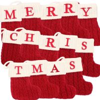 Christmas Socks Red Snowflake Alphabet Xmas Letters Knitting Stocking Christmas Tree Pendant Decorations For Home 2022  Navidad Socks Tights