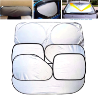 ม่านบังแดดรถยนต์ โปร่งแสง 5+1 ชิ้น Car Windshield Sunshade with Storage Bag