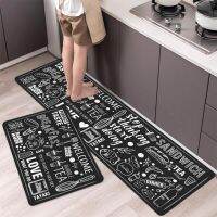 1pc Black Color Letter Print Kitchen Mat Floor Mats Baking Kitchenware Kitchen Bedroom Anti-slip Rug Carpet