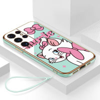 เคสs21 ultra 5g กรอบสีทองชุบด้วยไฟฟ้า รวมทุกอย่าง ฝาหลัง วัสดุ TPU ป้องกันการหล่น ป้องกันการชนกัน กันน้ำ สายรัดข้อมือการ์ตูนน่ารัก เคสโทรศัพท์มือถือ