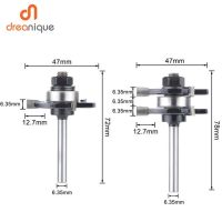 2ชิ้น1/4Quot; Shank Tongue Amp; Groove Joint ประกอบ Router บิตลูกพรีเมี่ยมเครื่องตัดงานไม้ T-การกัดร่อง