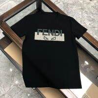 FENDI เสื้อยืดคู่แขนขนาดใหญ่สั้นเทรนด์ใหม่สำหรับผู้ชายและผู้หญิง