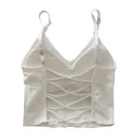 【Ready】? Sexy camisole for women with chest pads all-match outer wear solid color short style hot girl inner wear tube top top