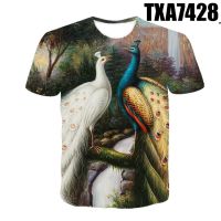 New Fashion The Beautiful Peacock Pattern 3d Printing phenix T-shirt Tops Round Neck Casual Loose Shirt