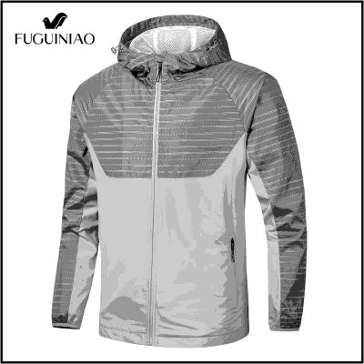 FUGUINIAO เสื้อแจ็คเก็ตชายมีฮู้ดแจ็คเก็ต Breathable เดินป่าเสื้อกีฬากลางแจ้งผู้ชายแห้งเร็วเสื้อแจ็กเก็ตนักบิน