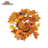 TK Artificial Maple Leaf Garland Fall Candle Rings For Thanksgiving Harvest Table Centerpieces Halloween Decor