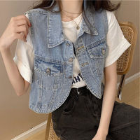 Short Denim Vest Womens New Summer Outwear High Waist Sweetheart Personalized Fashion Slim Workwear Small Top